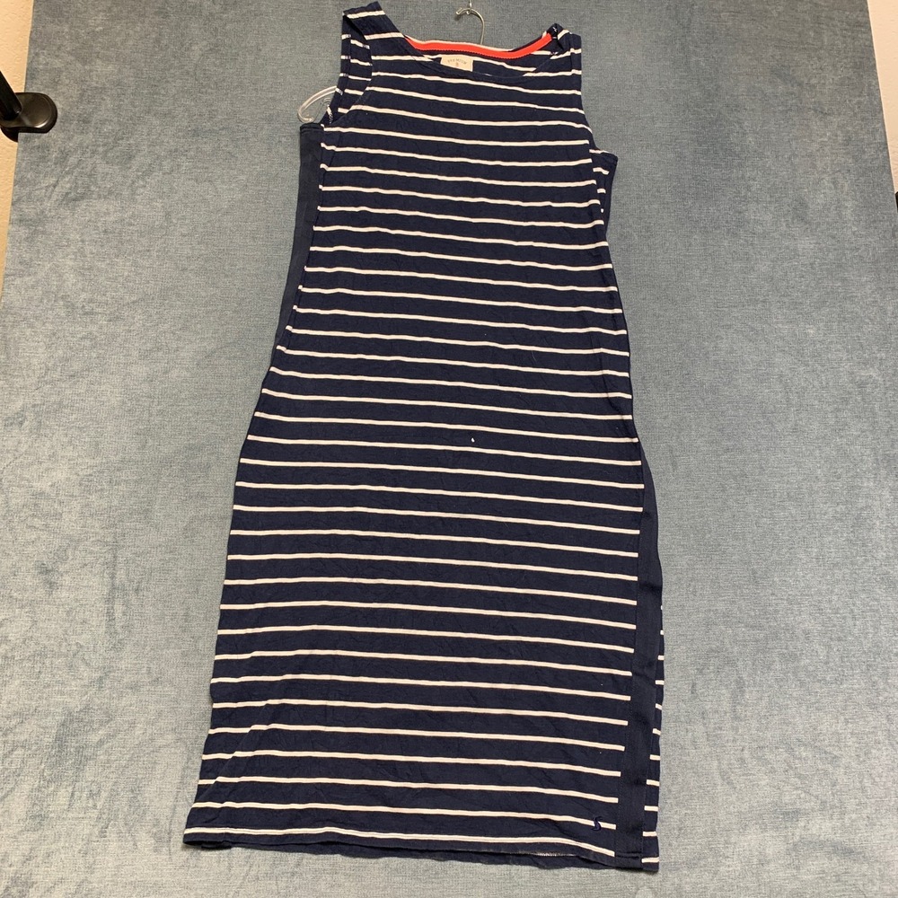 Joules Summer Dress Womens 10 Blue White Striped Sleeveless Crew Neck Outdoor